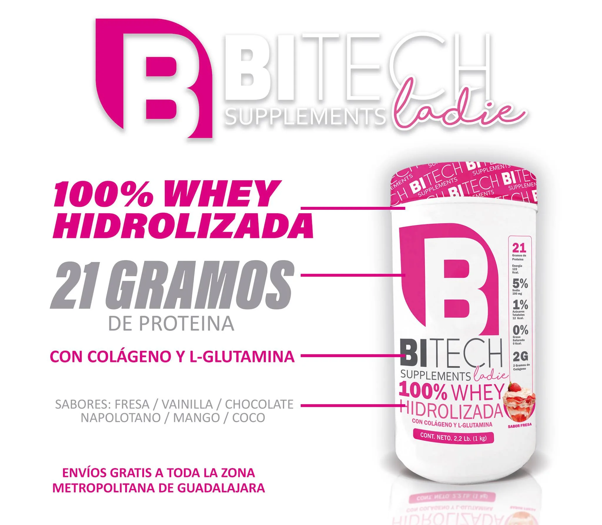 Bitech Ladies 100 Whey 1 Kg Fresa