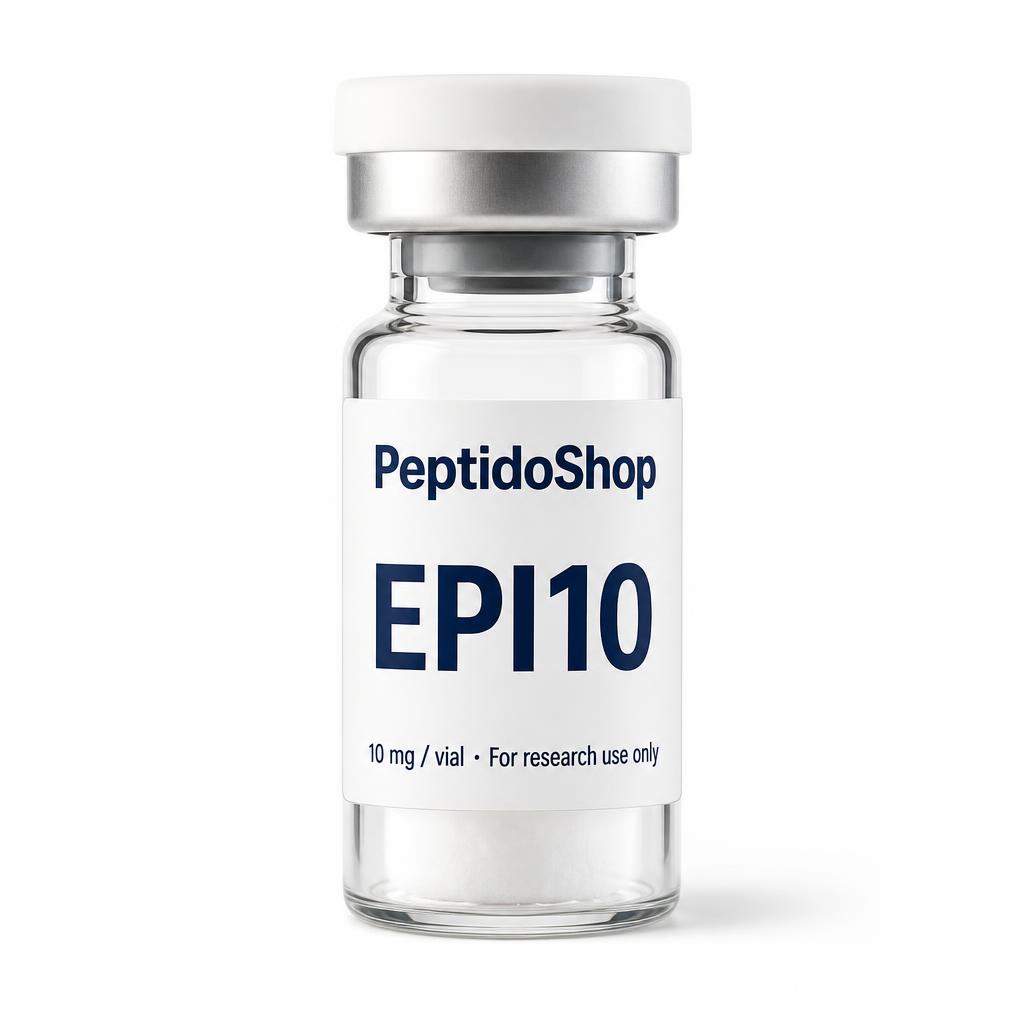 Vial labeled EP10 from PeptidoShop, 10 mg, for research use only